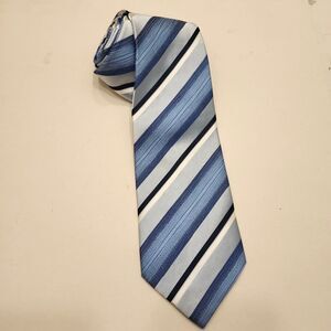 Par Excellence Men’s Blue Multi-Color Striped 100% Silk Tie Style Italy